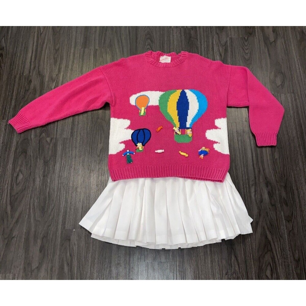 Cotton Salsa 3D Knit Cardigan Sweater Hot Air Balloons Peru Size Large/X-Large